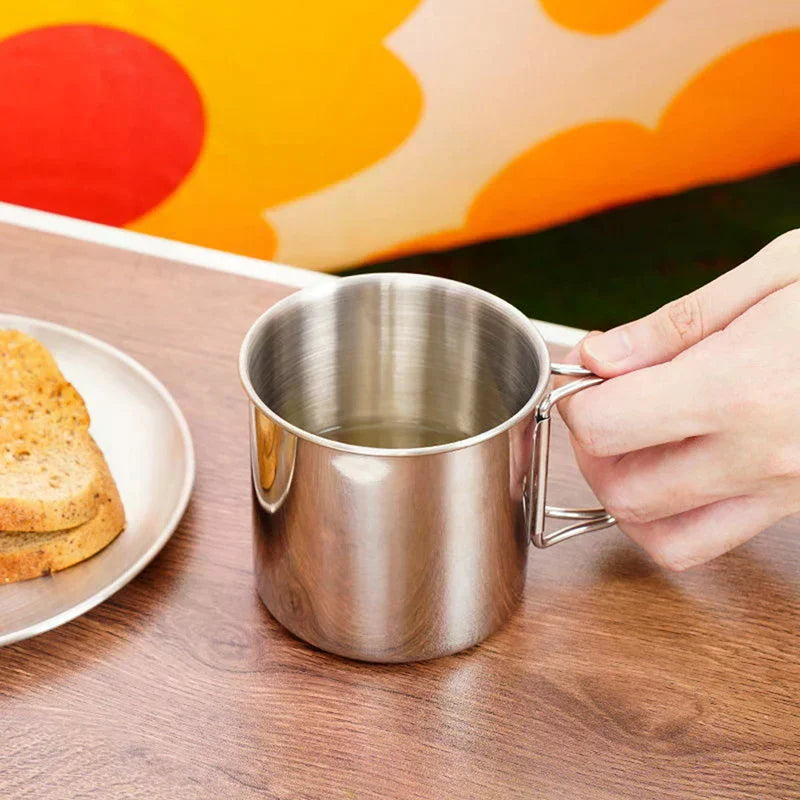 Stainless Steel Folding Camping Cup with Carabiner | 250–550ML Folding Camping Cup Richie's
