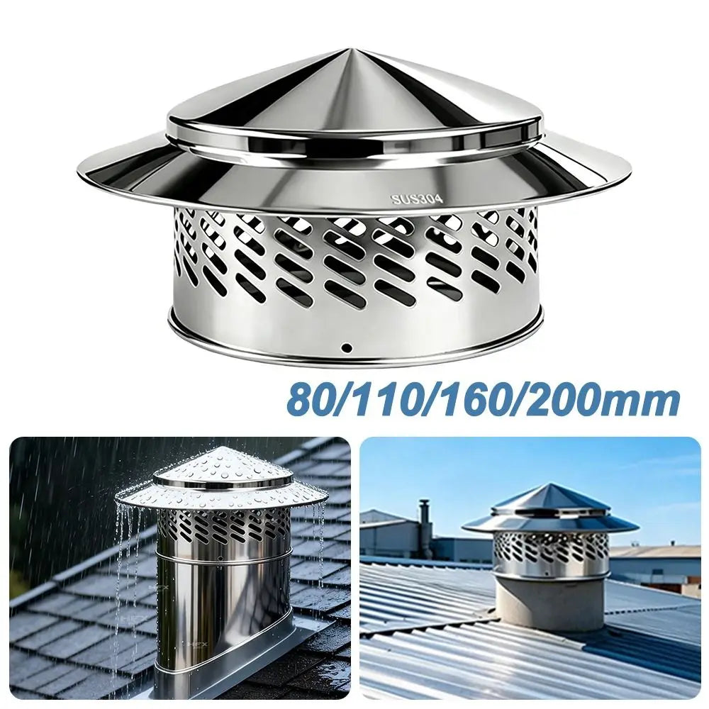 Stainless Steel Chimney Cap 80–200mm Rainproof Vent Cover Chimney Vent Cap Richie's