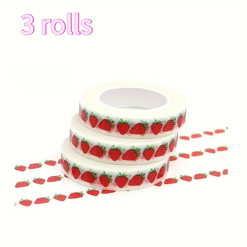 3 Rolls Strawberry Washi Tape – Scrapbooking & Planner Stickers Decorative Washi Tape Richie's 3 rolls