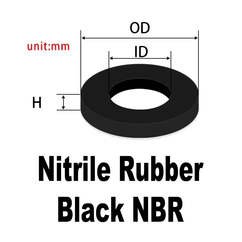 Rubber Flat Washer Gaskets NBR VMQ FKM EPDM M7–M15 H1.5mm Rubber Washer Gasket Richie's