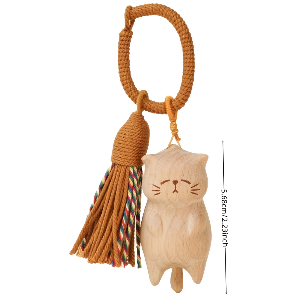 Handcrafted Wooden Lucky Cat Pendant – Bag & Key Charm Wooden Charm Pendant Richie's