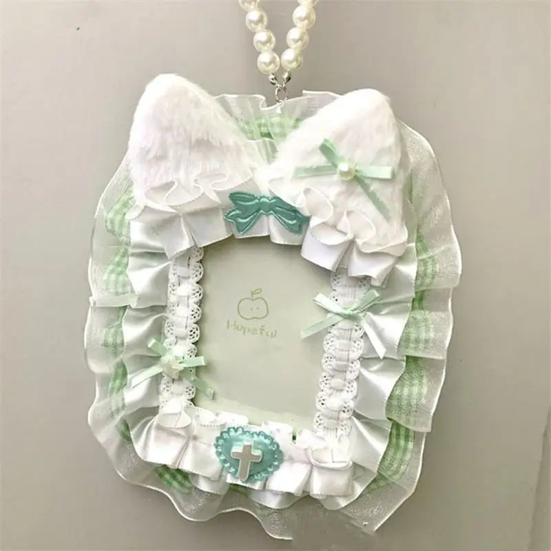 Sweet Plush Lace Photocard Holder with Bowknot Pendant Photocard Holder Richie's A7