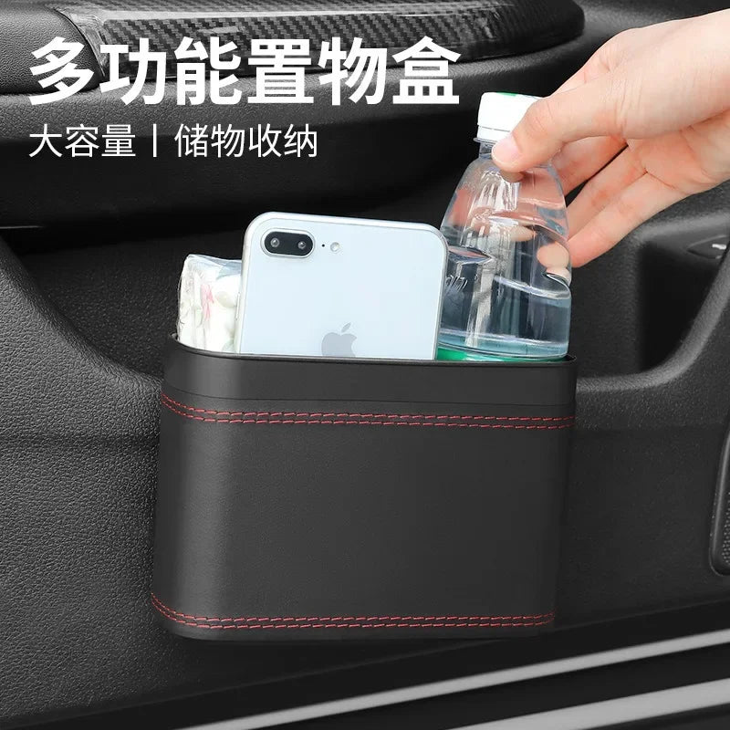 Hanging Car Trash Bin Square PU Leather Waterproof Waste Can Car Trash Bin Richie's