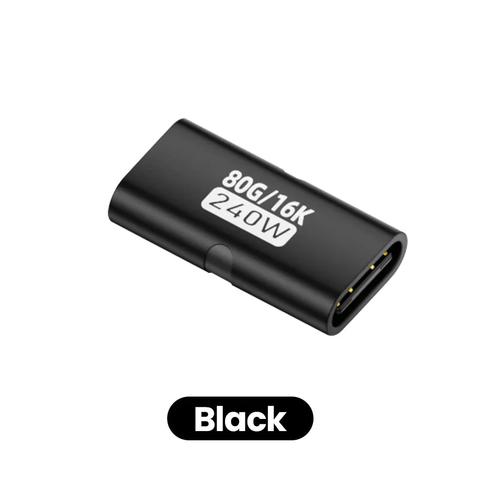 FUCHU USB-C to USB-C Adapter – PD 240W, 80Gbps, 16K@60Hz USB-C Adapter Richie's Black