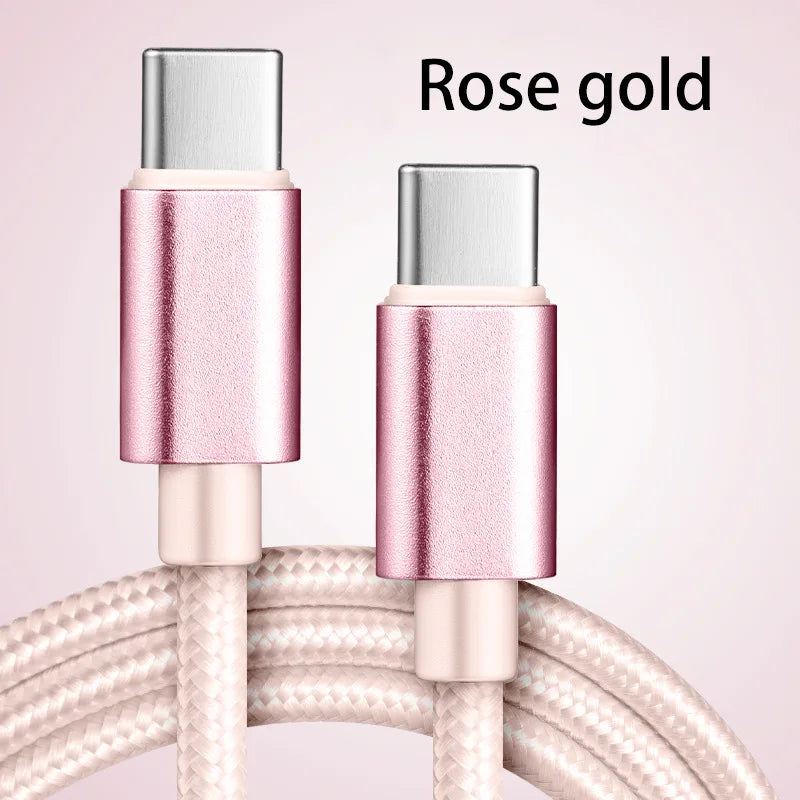 66W USB-C Fast Charging Nylon Braided Cable 1m 2m 3m USB-C Charging Cable Richie's Pink 2m
