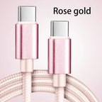 66W USB-C Fast Charging Nylon Braided Cable 1m 2m 3m USB-C Charging Cable Richie's Pink 2m