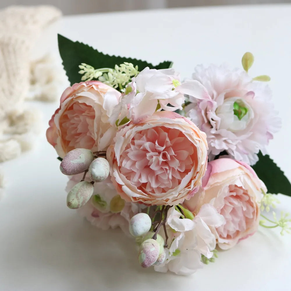 Silk Rose & Peony Artificial Flower Bouquet – Wedding Décor Artificial Flower Bouquet Richie's Pink
