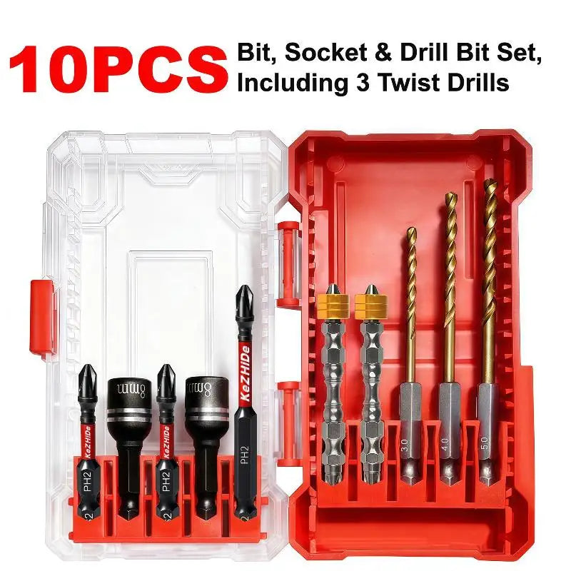 Titanium Coated Drill Bit & Socket Set with Storage Case Drill Bit Socket Set Richie's A3