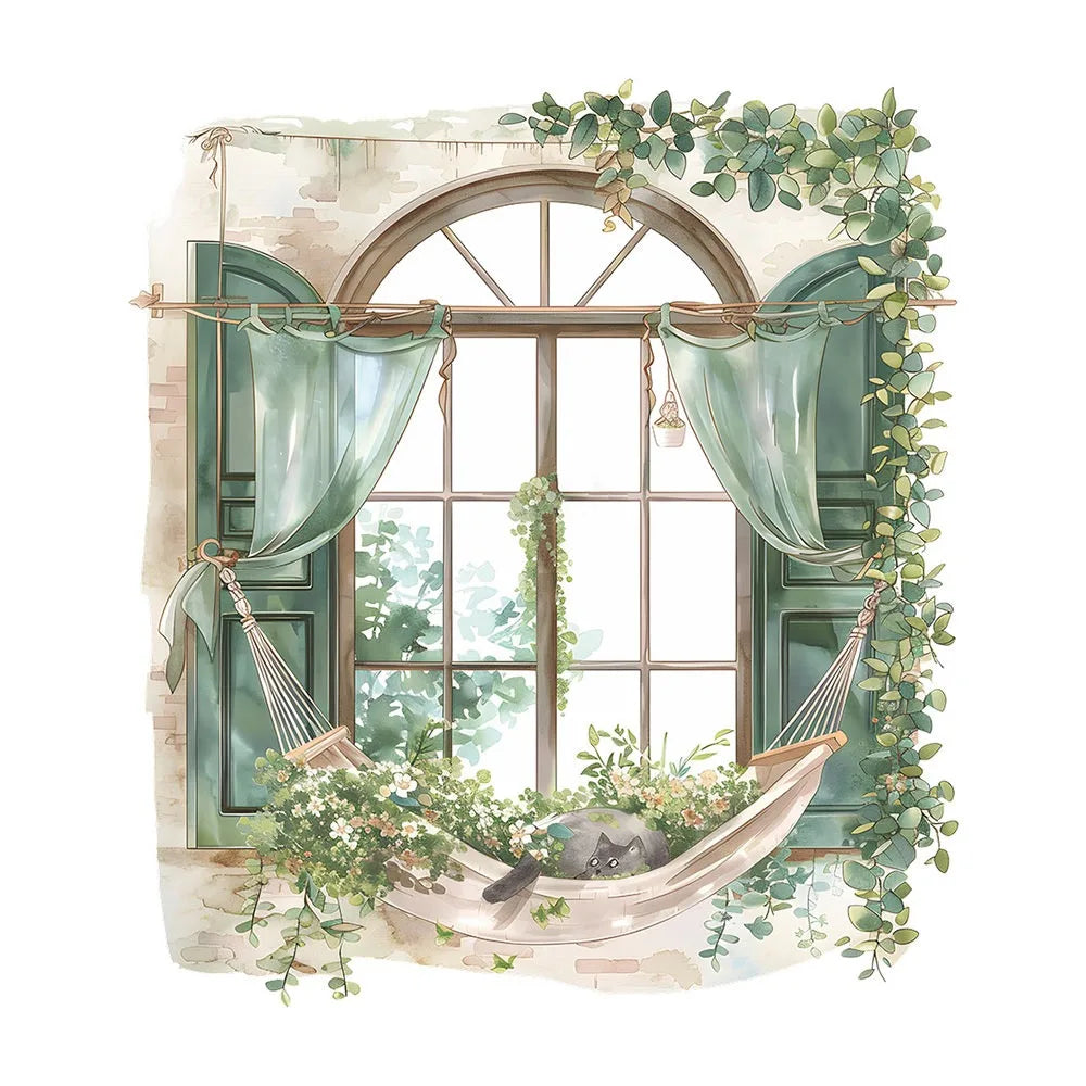 Multicolor Floral Window View Wall Sticker Self-Adhesive PVC Decal Wall Sticker Decal Richie's 6