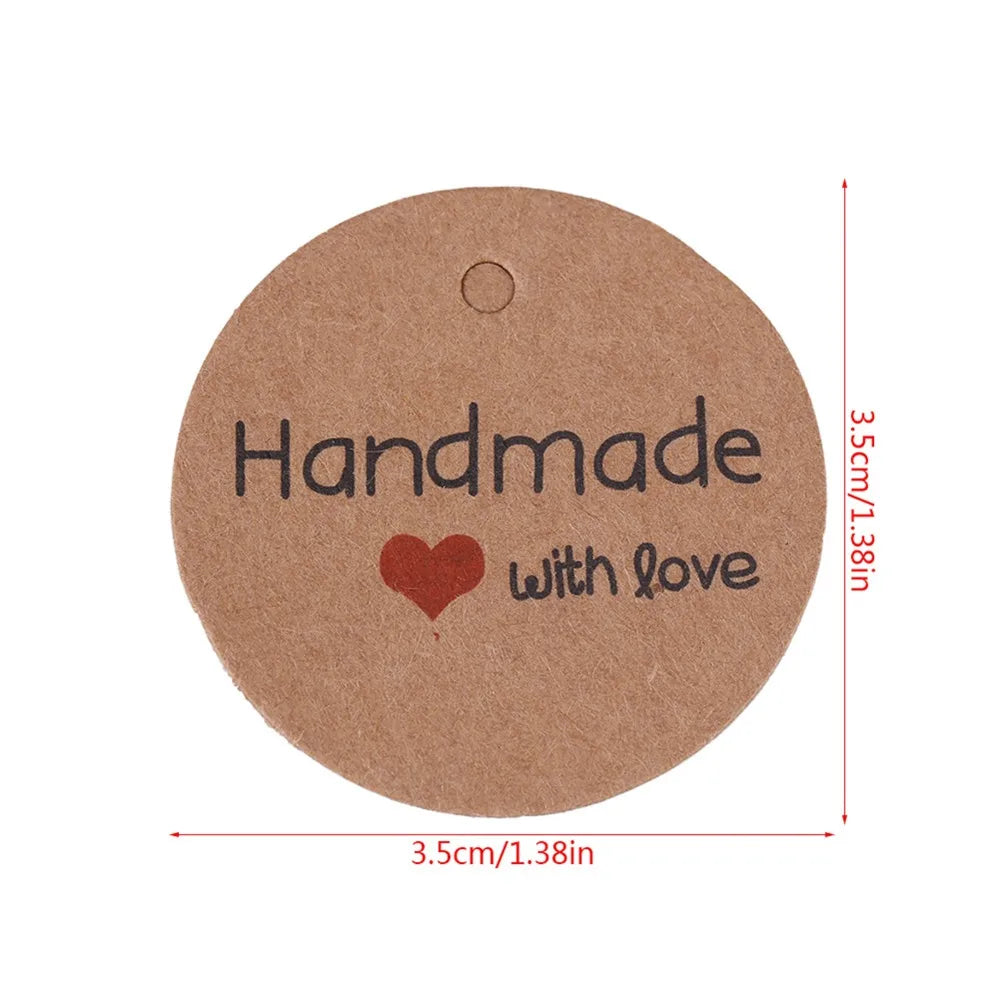 100pcs Round Kraft Paper Gift Tags with String | Brown Hang Labels Kraft Paper Tags Richie's