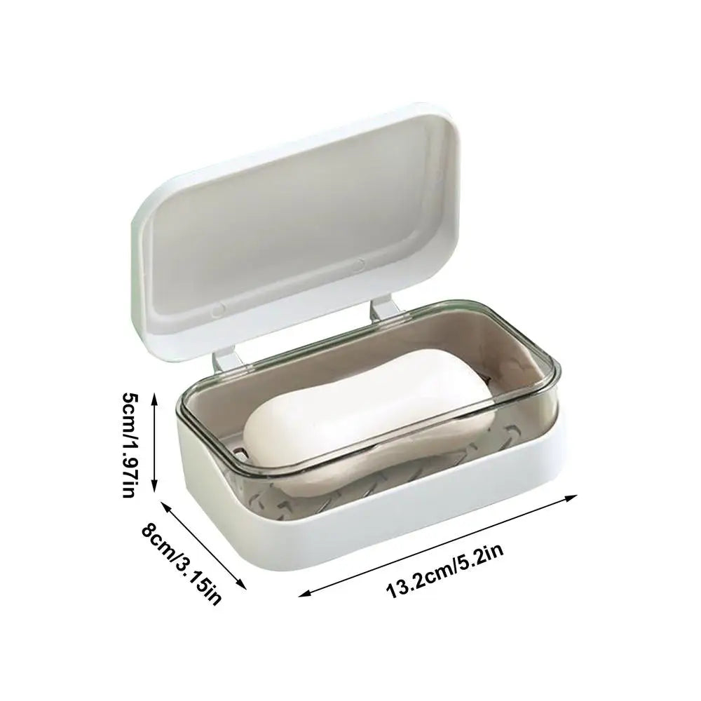 Portable Double Layer Travel Soap Box with Drainage & Lid Travel Soap Dish Richie's White