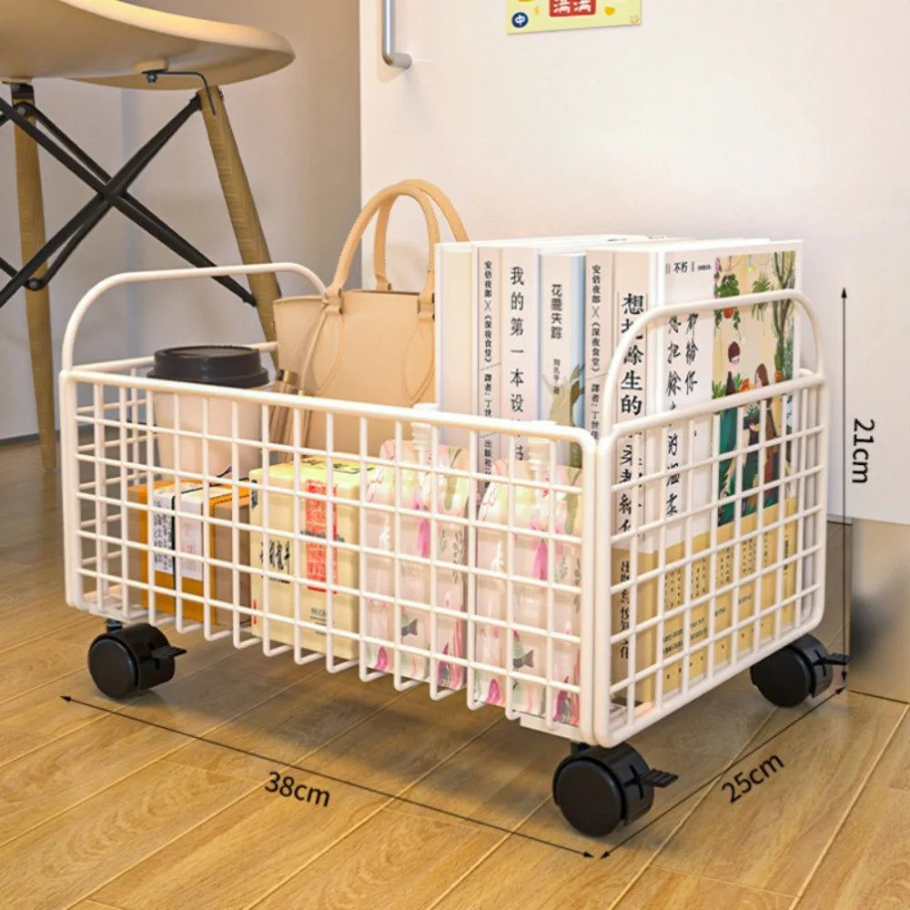 Iron Mobile Storage Box with Wheels – Rolling Desk Organizer Rolling Storage Organizer Richie's White 1