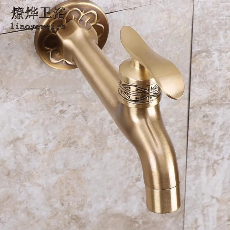 European Antique Brass Faucet DN15 Single Cold Tap – Basin & Mop Pool Brass Utility Faucet Richie's