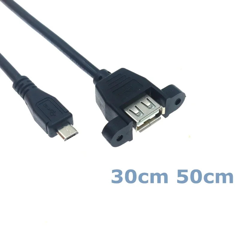 OTG Micro USB to USB 2.0 Panel Mount Screw Cable 0.3m 0.5m USB OTG Cable Richie's