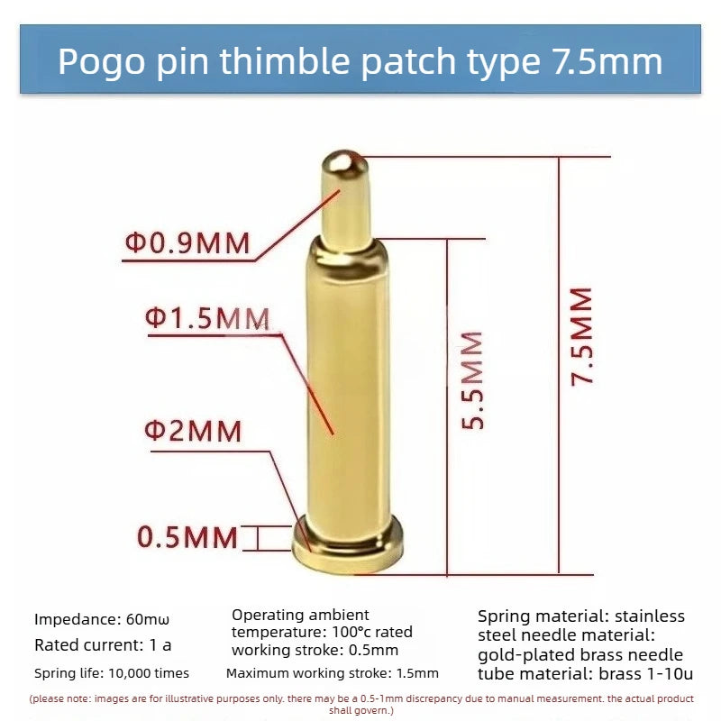 DIP SMD Double Spring PCB Pogo Pin Connectors 20/50/100 Pcs