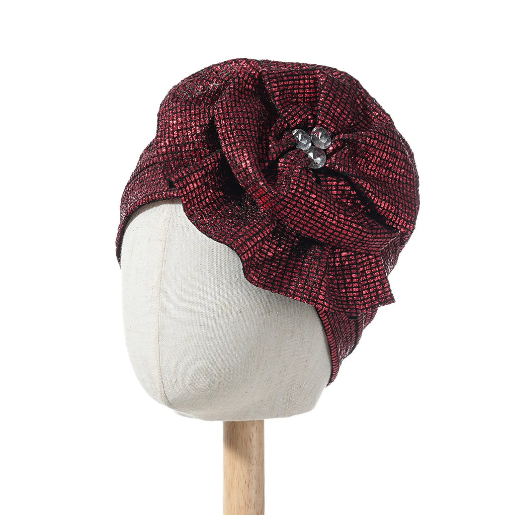 Women Glitter Turban Hat Rhinestone Flower Hijab Bonnet Cap Turban Hat Richie's