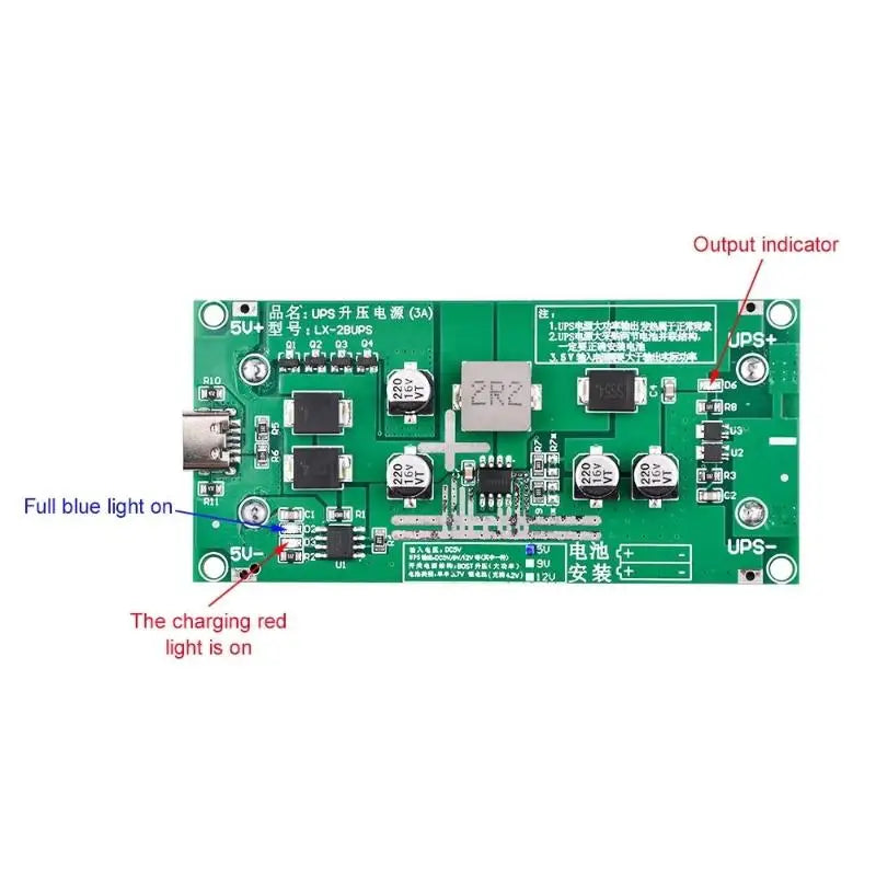 18650 UPS Module Type-C 15W | 5V 9V 12V Boost DIY Board UPS Charger Module Richie's