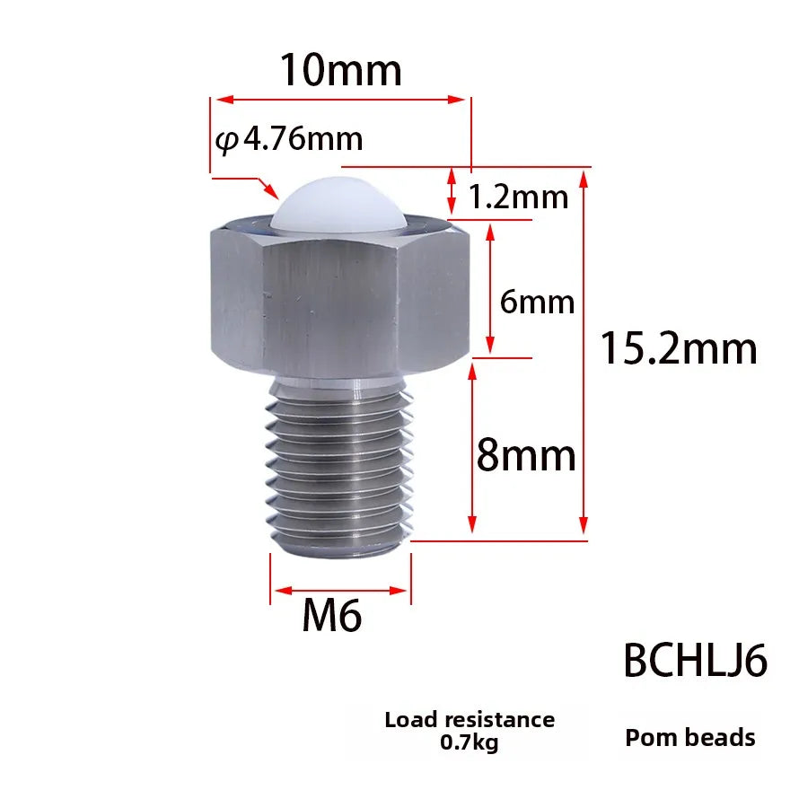 M5–M20 Universal Ball Hex Bolt – Conveyor Roller Connector Hex Bolt Connector Richie's BCHLJ6POMQDE03-6