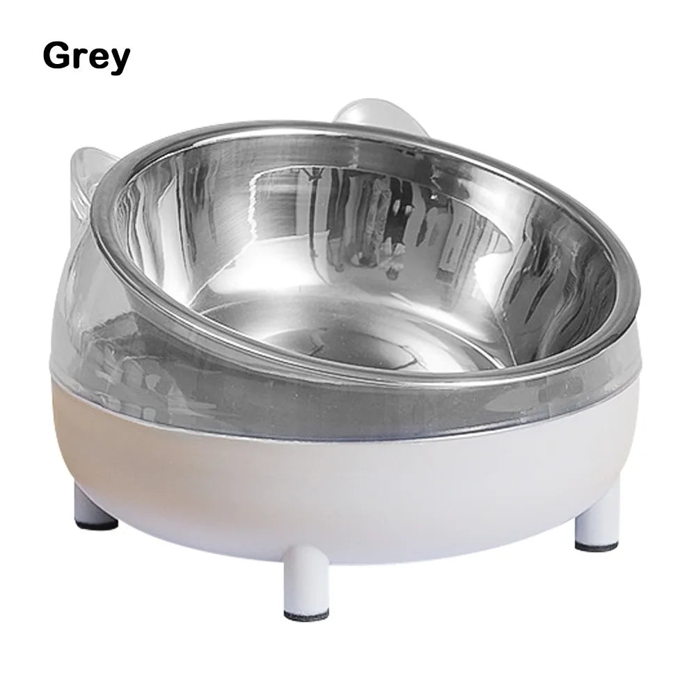 Elevated Tilted Stainless Steel Cat Bowl – Non-Slip Pet Feeder Elevated Pet Bowl Richie's Grey