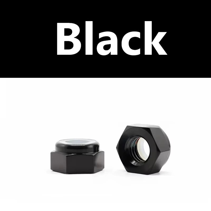 TC4 Titanium Alloy Nyloc Self-Locking Hex Nuts M4–M12 Titanium Lock Nuts Richie's Black M6x1mm(1pcs)