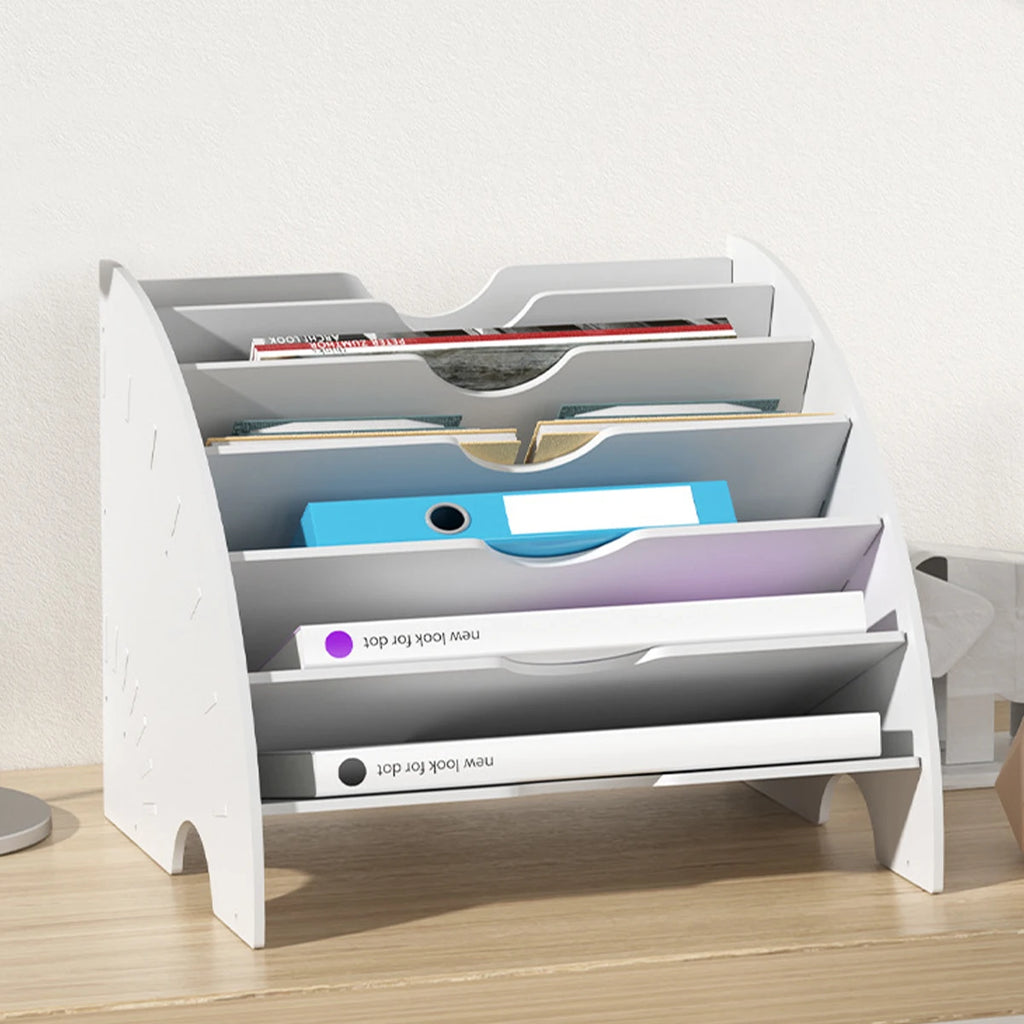 7-Tier Desktop File Organizer | White Vertical Document Rack Desktop File Organizer Richie's