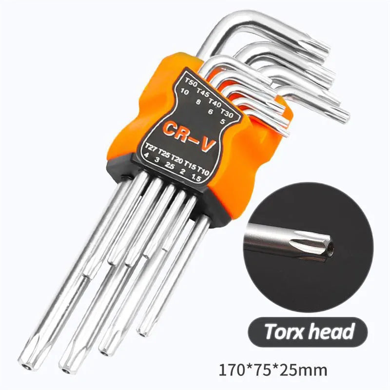 9-Piece Double-End L-Type Allen Hex Wrench Set – CR-V Steel Hex Wrench Set Richie's