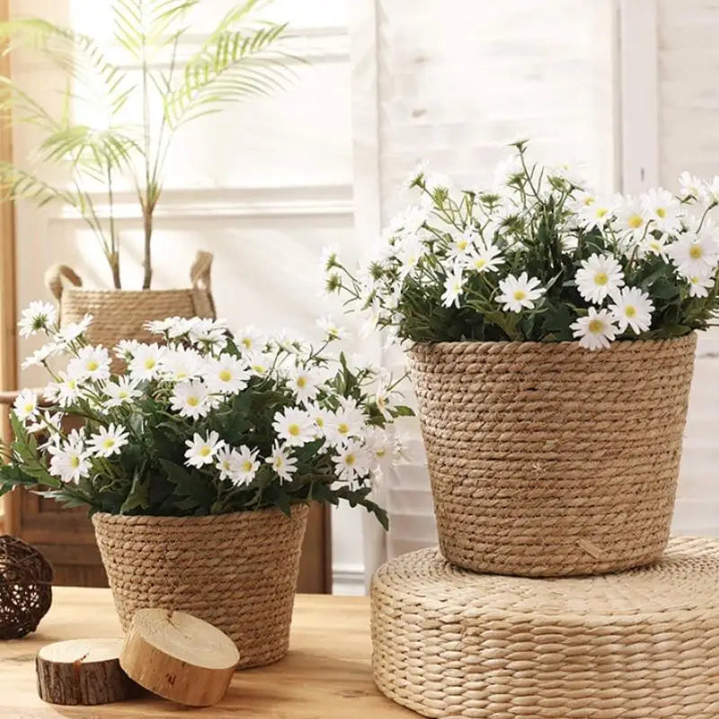 Handwoven Wicker Flower Pot Basket – Natural Rattan Planter Wicker Plant Basket Richie's
