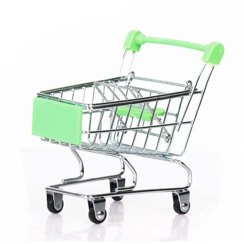 Mini Iron Shopping Cart Toy, Craft Display & Storage Holder Mini Toy Cart Richie's green