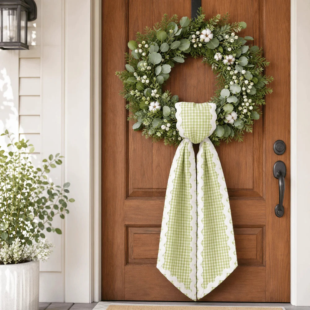 Cloth Wreath Sash Ric Rac Gingham Trim – Basket & Door Décor Decorative Sash Richie's