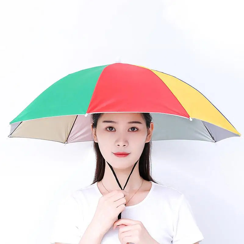 Hands-Free Head Umbrella Hat – Foldable UV & Rain Shield Head Umbrella Hat Richie's A6