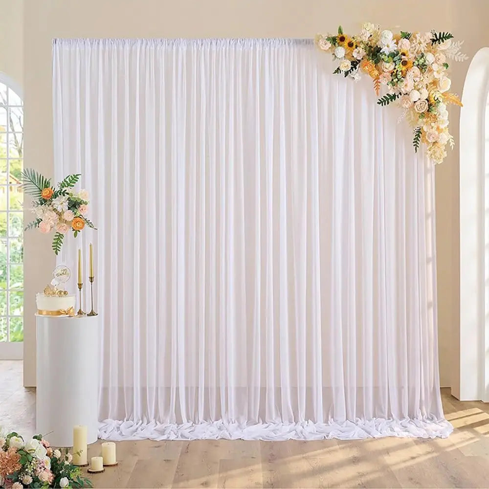White Sheer Chiffon Backdrop – Wrinkle-Free Rod Pocket Drape Chiffon Backdrop Drape Richie's