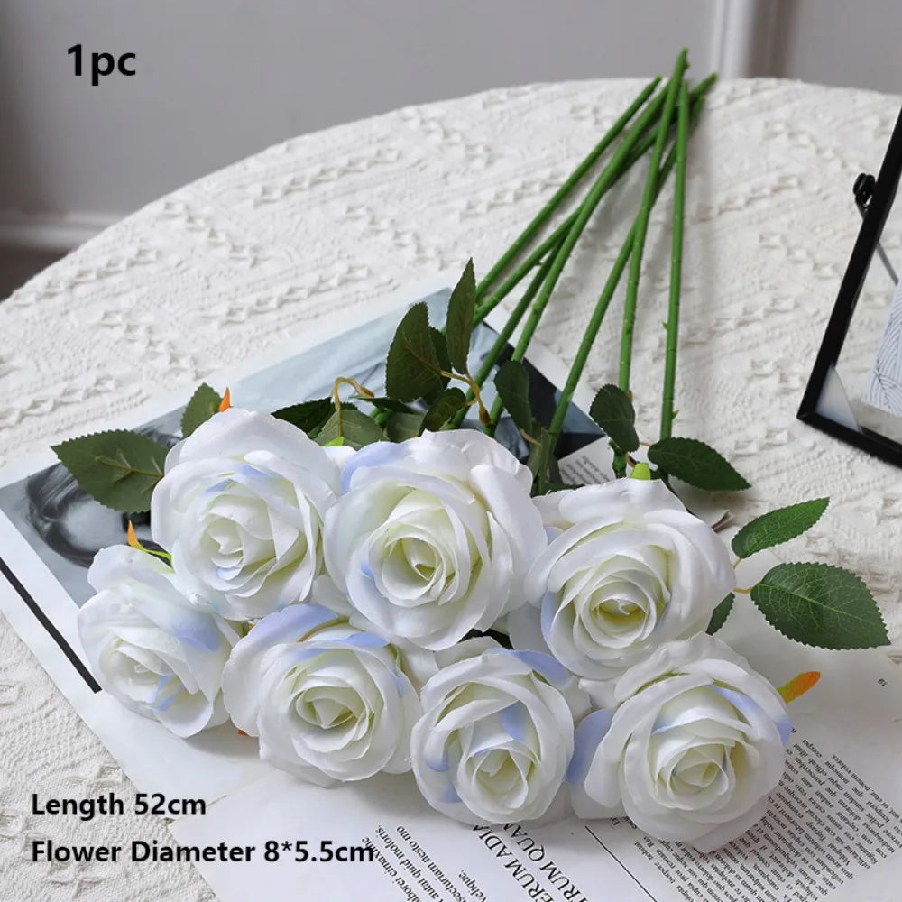 Silk Artificial Rose – 8 Colors for Party & Home Decor Artificial Silk Flowers Richie's White-Blue