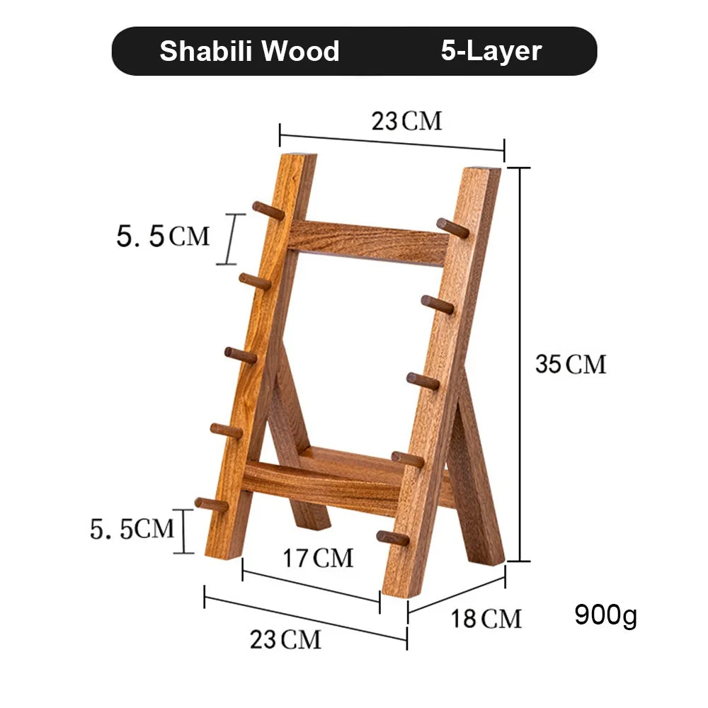 Multi-Layer Wood Katana Display Stand & Knife Rack – 4/5/6 Tier Wood Display Rack Richie's Shabili Wood 5-Layer