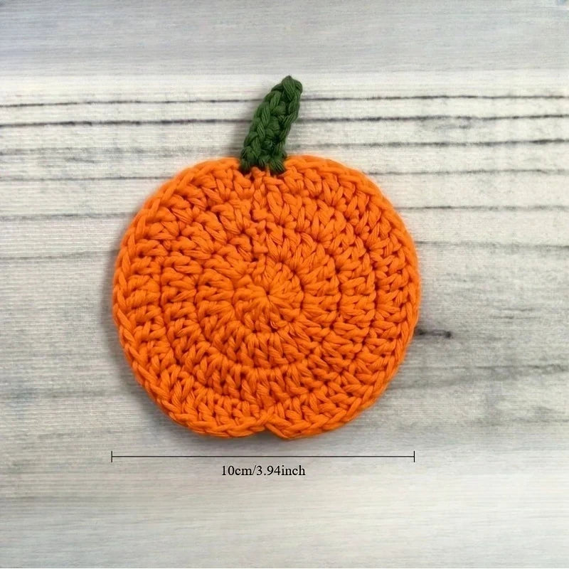 3-Pack Handmade Crochet Pumpkin Coasters | Fall Table Décor Crochet Coaster Set Richie's