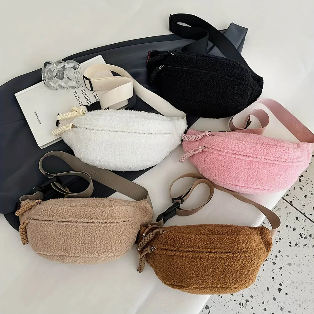 Women's Plush Faux Fur Crossbody Bag – Trendy Winter Shoulder Bag Crossbody Shoulder Bag Richie's