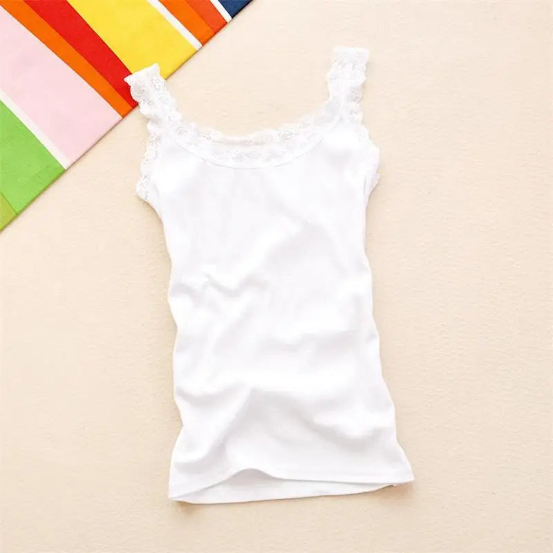 Women's Sleeveless Lace Cotton Tank Top – White & Black Lace Tank Top Richie's white One Size
