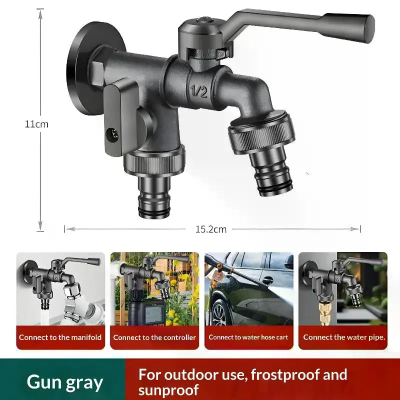 Dual Outlet Zinc Alloy Freeze-Proof Outdoor Garden Faucet Garden Faucet Richie's