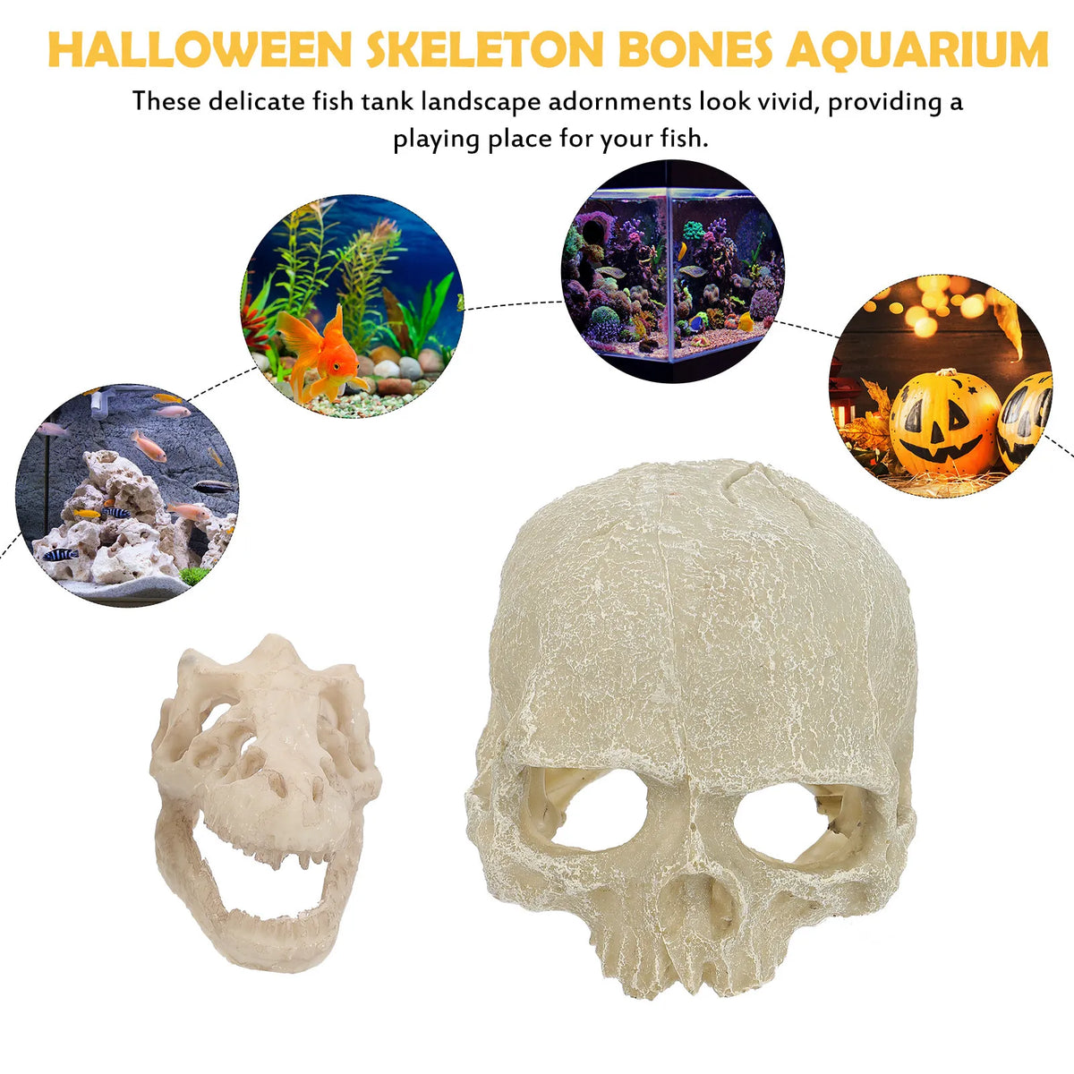 2-Pack Skull Resin Aquarium Ornaments | Fish Tank Decor Aquarium Ornament Richie's