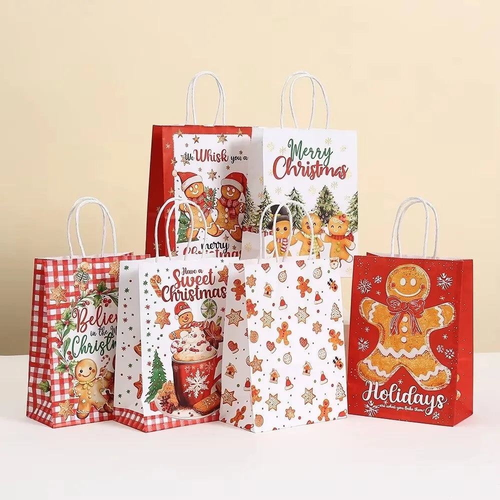 12pcs Kraft Paper Christmas Gift Bags – Gingerbread Man Design Christmas Gift Bags Richie's