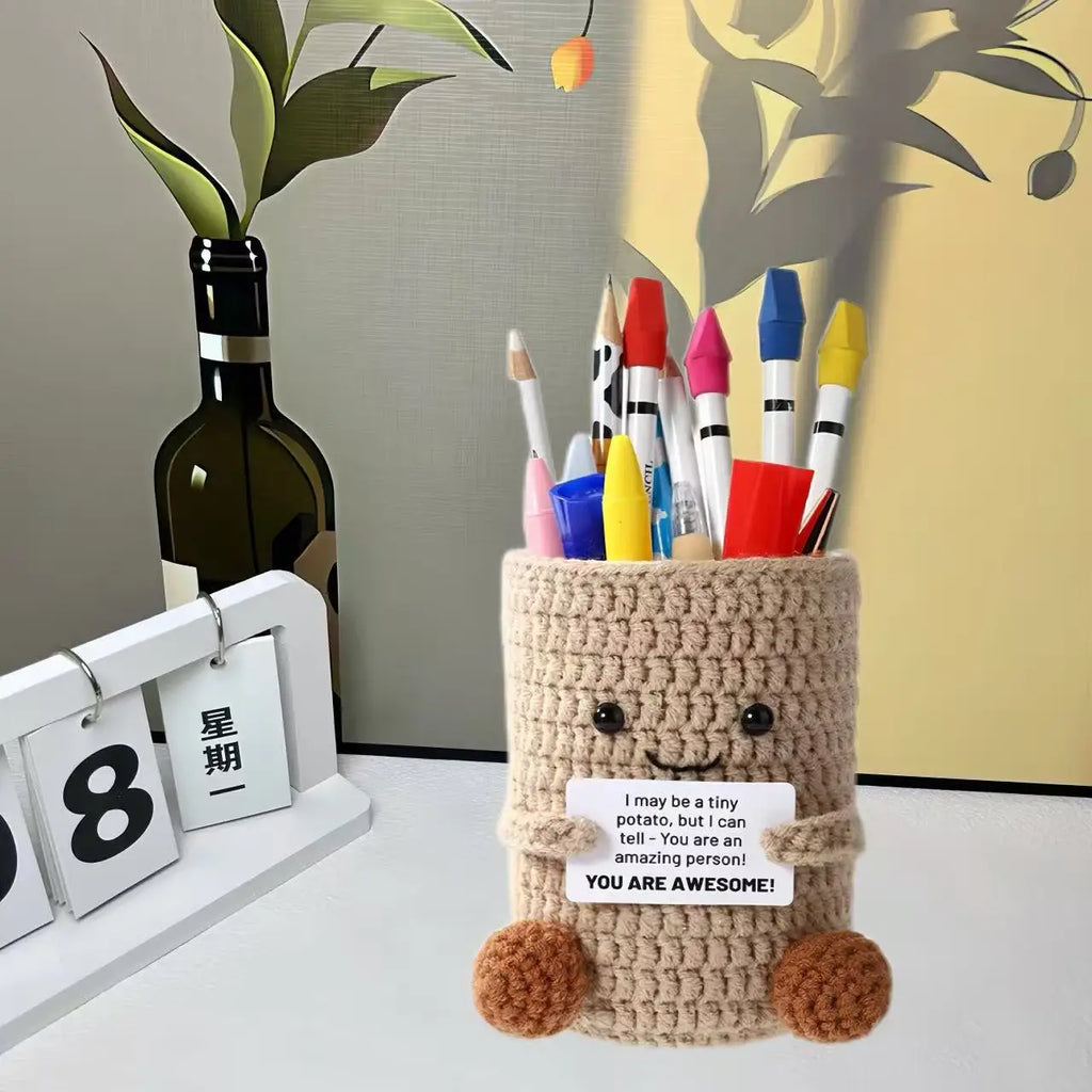 Crochet Pencil Holder Handmade Desk Organizer Makeup Brush Cup Crochet Desk Organizer Richie's