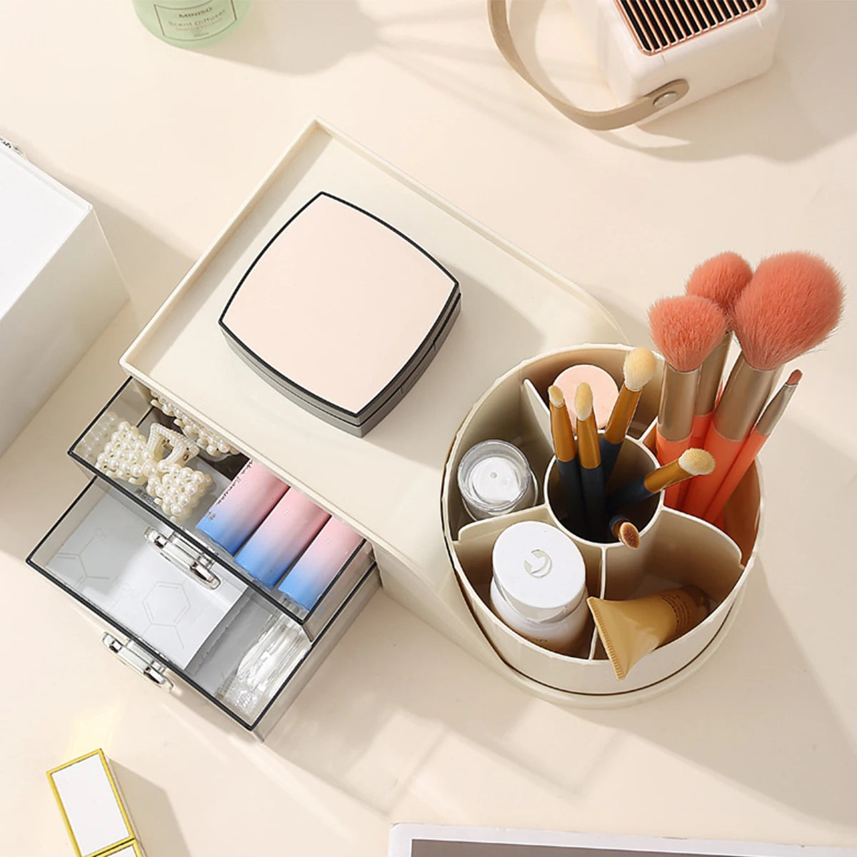 Makeup Organizer Desktop Drawer Storage Box & Skincare Shelf Makeup Organizer Richie's