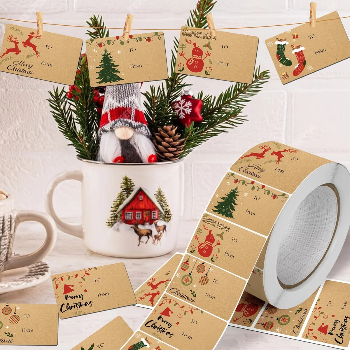 210pcs Christmas Gift Tag Stickers Self-Adhesive Name Labels Gift Tag Stickers Richie's