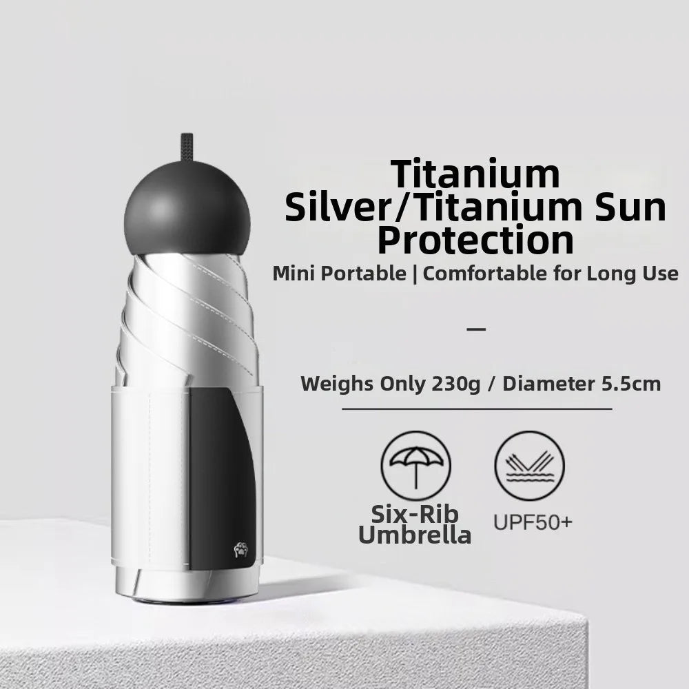 UV Protection Titanium Silver Folding Sun & Rain Umbrella Folding Sun Umbrella Richie's black 6K Aluminum
