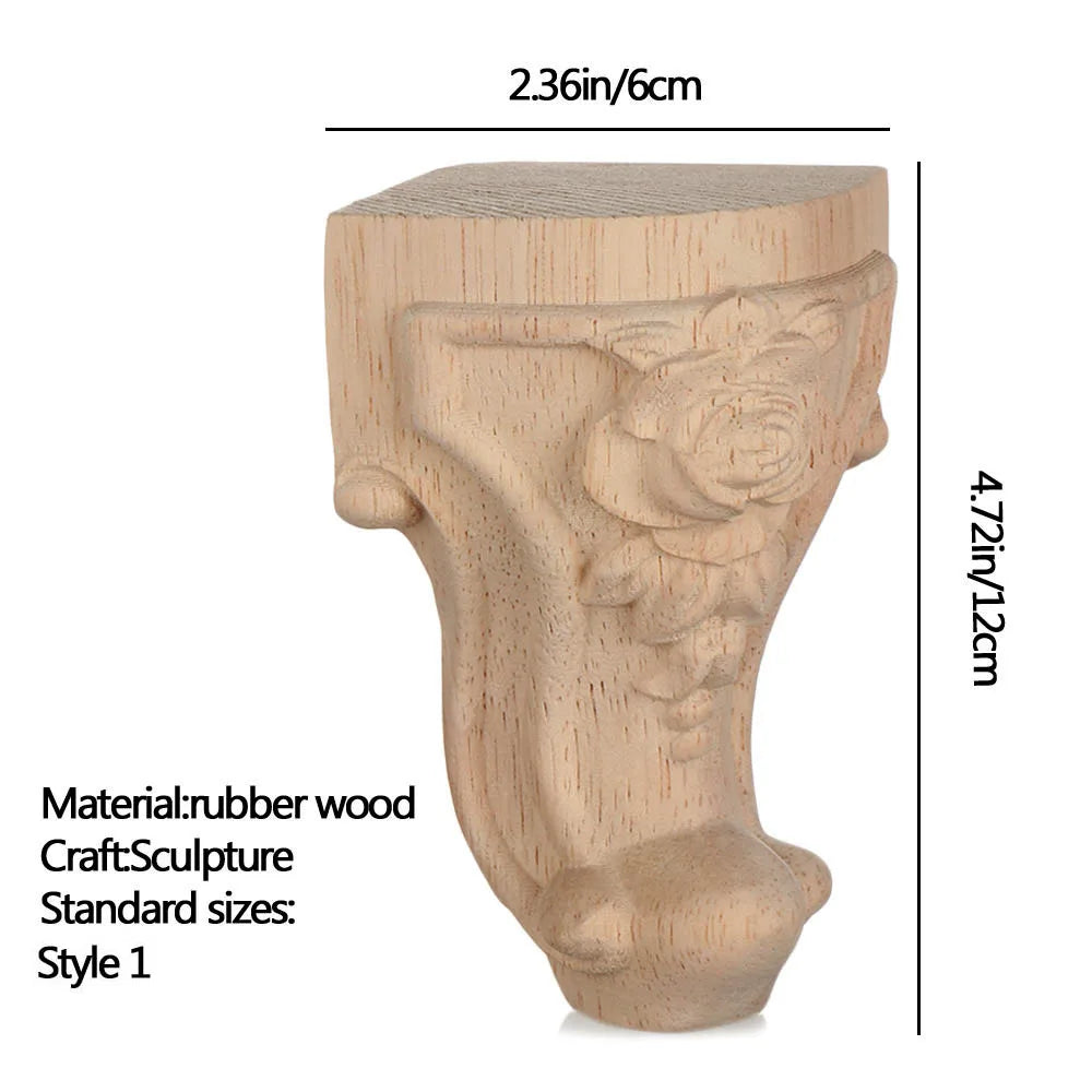 Vintage Wood Carved Furniture Legs European Cabinet Feet Wood Furniture Legs Richie's 12x6cm Style 1