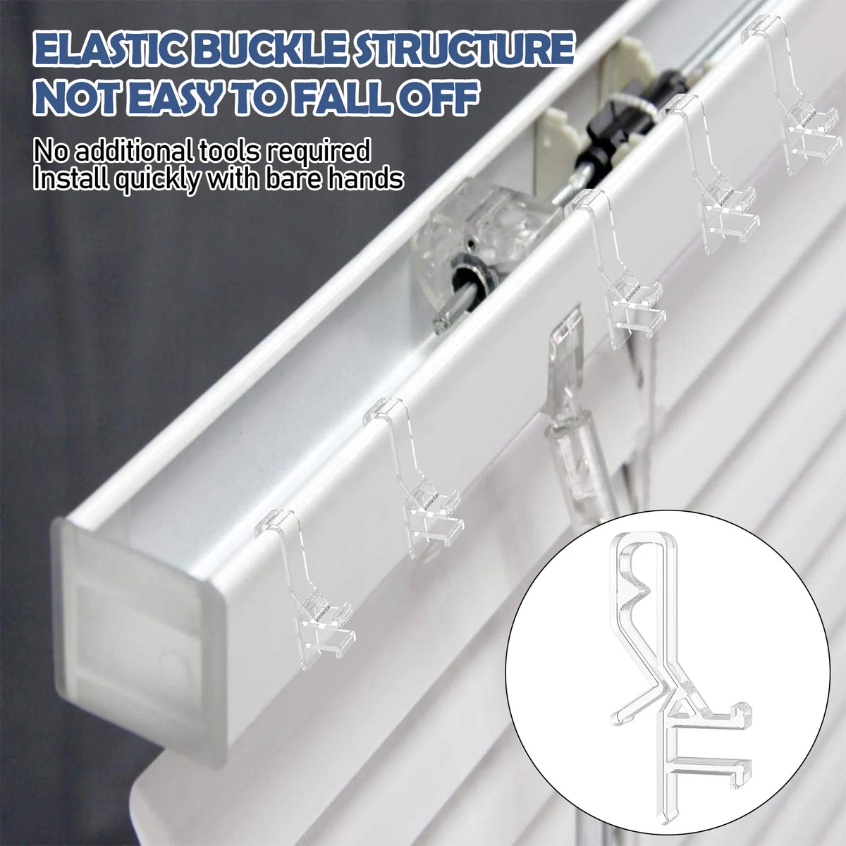 60-Pack Curtain Track Clips – Clear & Silver Snap-In Valance Clips Curtain Track Clips Richie's
