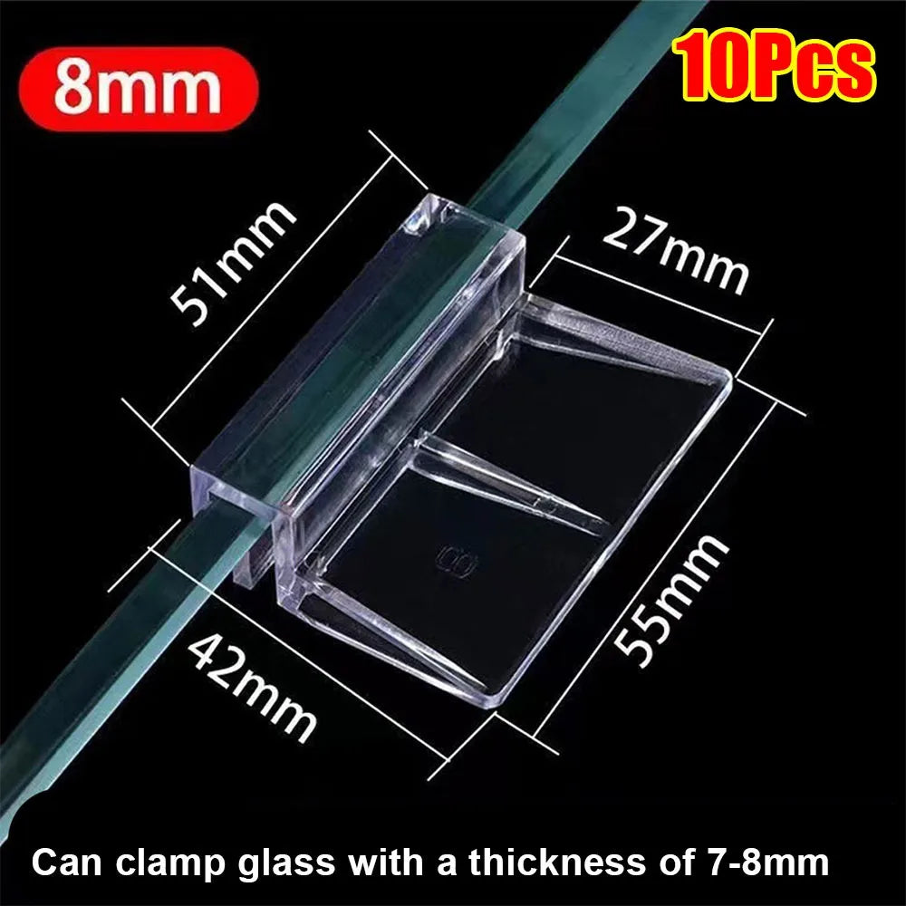 10Pcs Aquarium Glass Lid Clip Brackets 5–12mm Transparent Aquarium Lid Clips Richie's 10Pcs 8mm