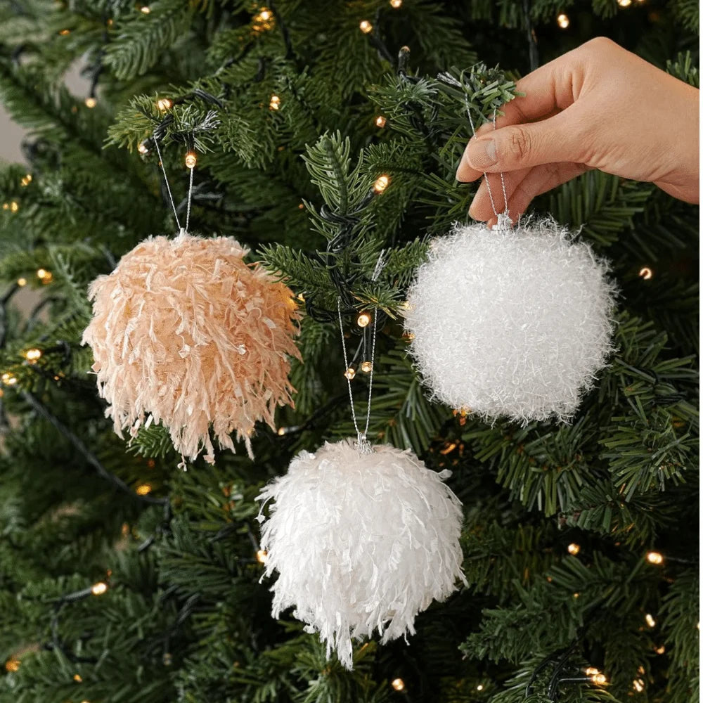 Silver Tinsel Foam Christmas Ball Ornament | Xmas Tree Bauble Christmas Ornament Richie's