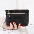 Women's Mini PU Leather Coin Purse Zipper Wallet & Key Chain Coin Purse Wallet Richie's black