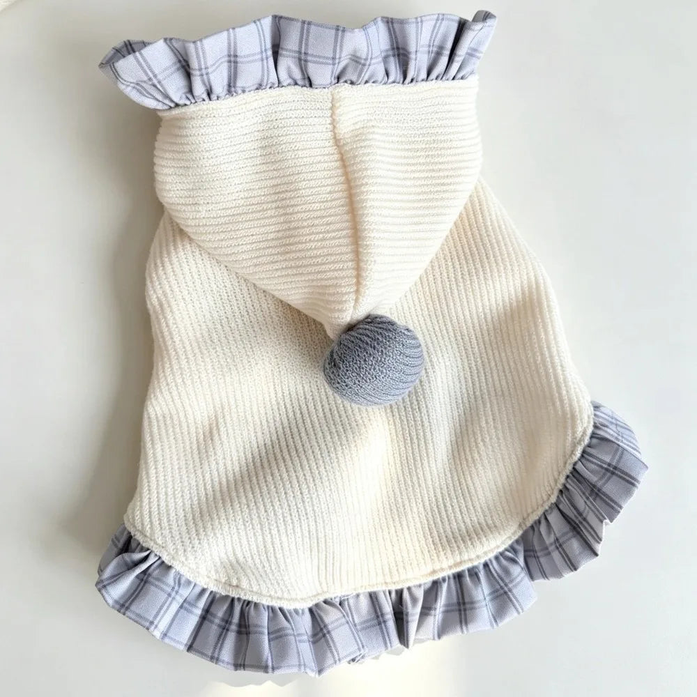 Hooded Ruffle Dog Dress – Sleeveless Small Pet Outfit Pet Dog Dress Richie's Beige M