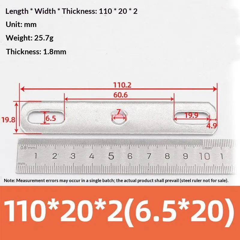 304 Stainless Steel Double Hole Flat Gasket Straight Plate Metal Flat Gasket Richie's 110x20x2cm A